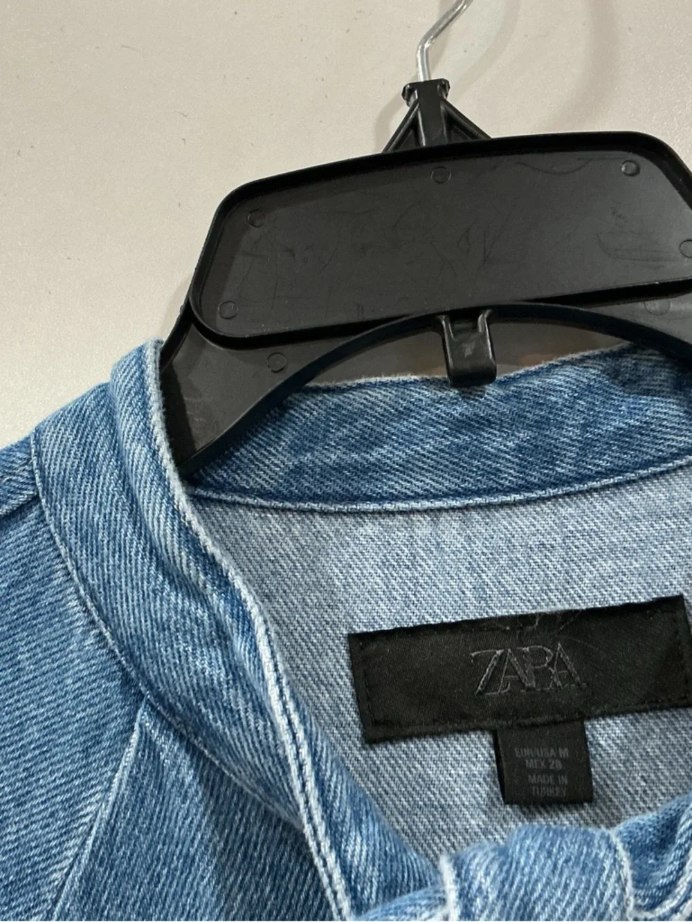Zara Blue Denim Tie-Neck Top